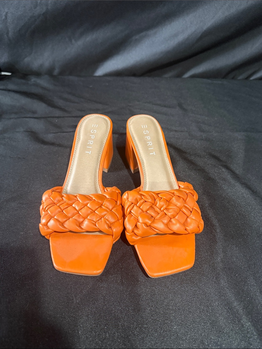 Esprit Braided Orange Block Heel Mules